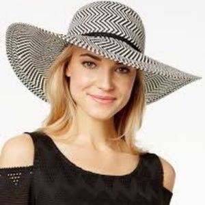 Calvin Klein Graphic Weave Straw Sun Hat Black